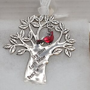 Cardinal In A Tree Silvery Ornament Gift NWT